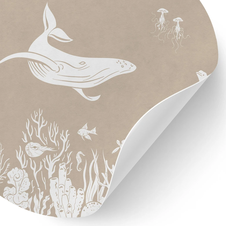 Fascinerande havsdjur i havet Wallsticker - Brun - Kikki Belle - Rund 