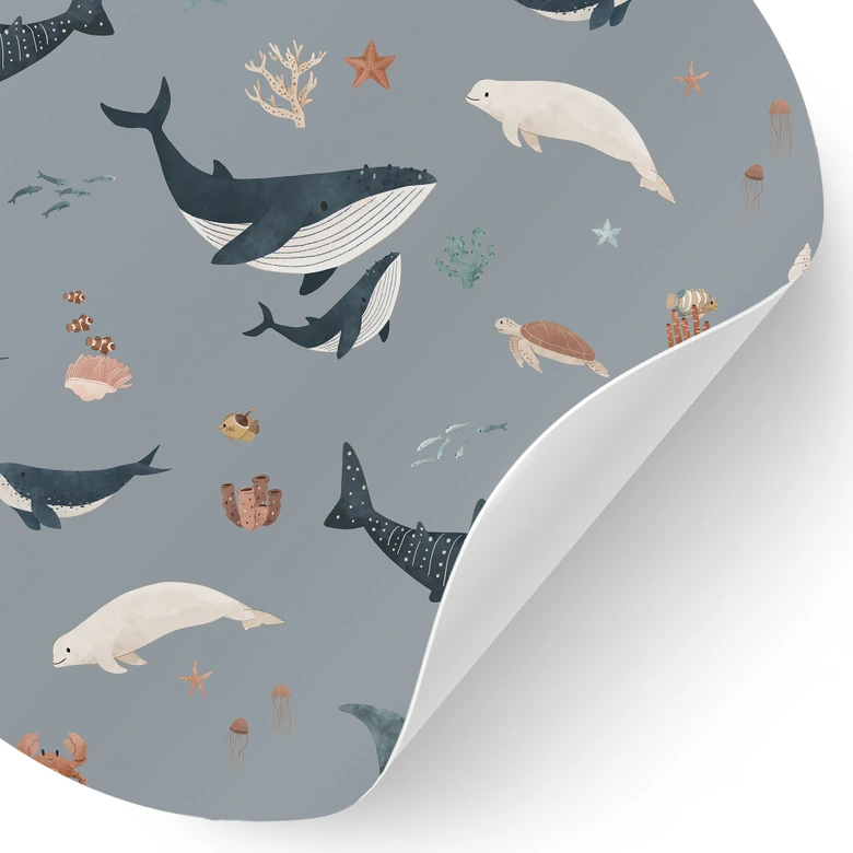 Stickers muraux Maritime - Baleines et animaux marins - Kikki Belle - Rond 