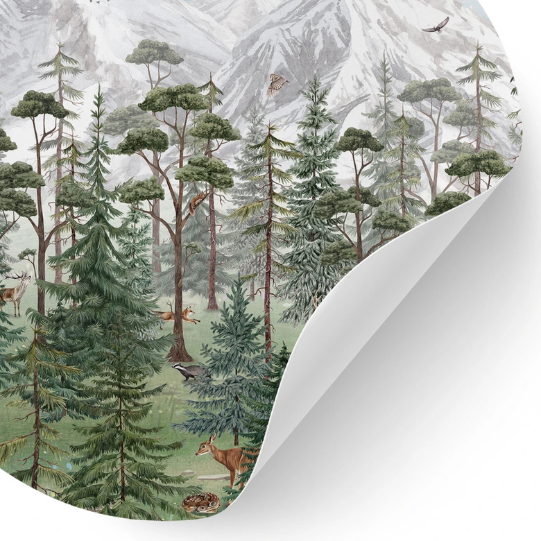 Wandtattoo Waldtiere im grünen Alpenwald - Kikki Belle - Rund 