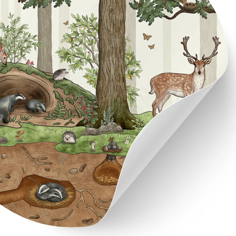 Wallsticker dolda föremål skogsdjur - Kikki Belle - Rund 