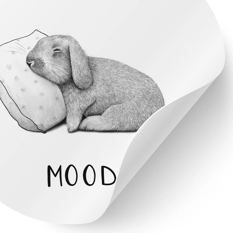 Wandtattoo Monday mood - Hase am Montagmorgen - Korenkova - Rund 