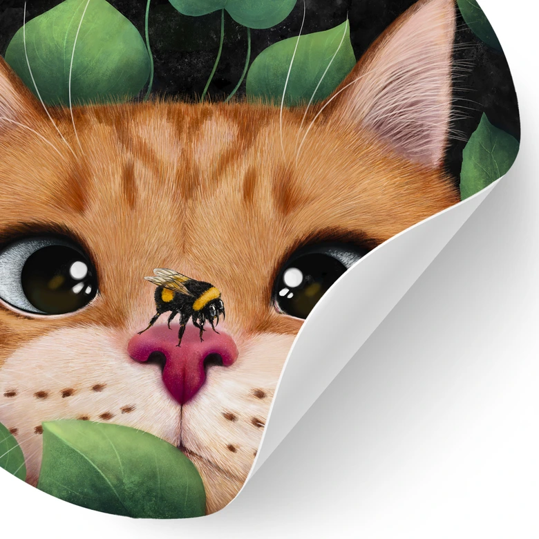 Vinilo decorativo para habitación infantil Dulce gato en el arbusto - Korenkova - Redondo 