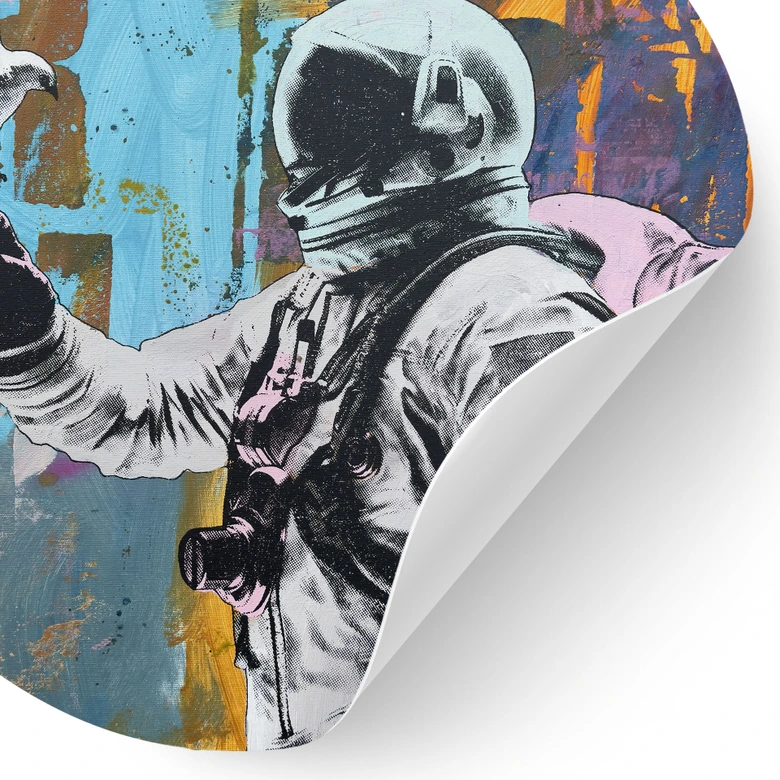 Wallsticker Astronaut med due - Kuryliuk - Rund 