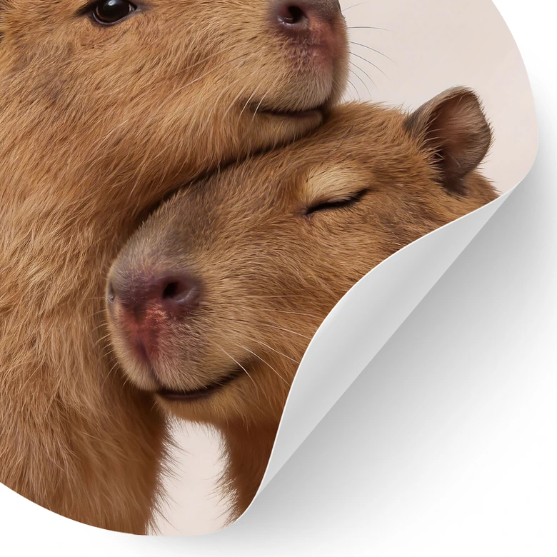 Wandtattoo Kuschelndes Capybara-Pärchen - Rund 