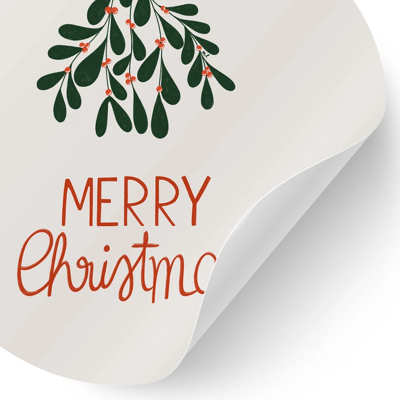 Wandtattoo Weihnachten - Merry Christmas mit Mistelzweig - Lisboa - Rund 