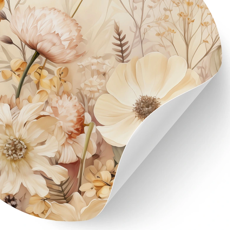 Wandtattoo Vintage Blütenpracht auf der Wiese - Lola Peacock - Rund 