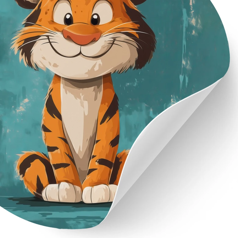 Wallsticker för barnrum Glad tigerunge - Magnusson - Rund 