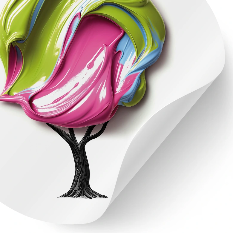 Wandtattoo Baum mit bunter 3D-Krone - Mielu - Rund 