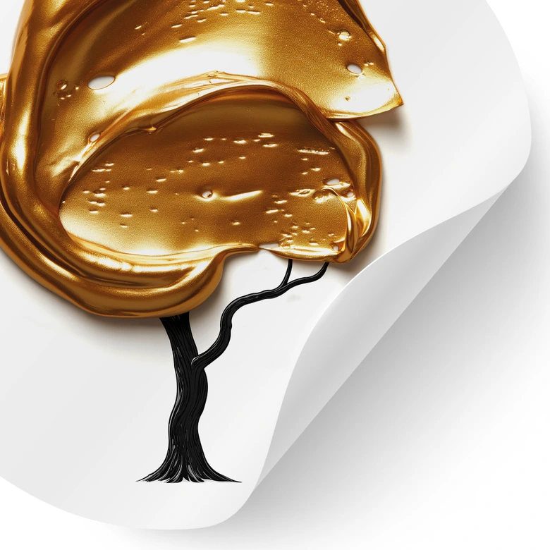 Wandtattoo Baum mit goldener 3D-Krone - Mielu - Rund 