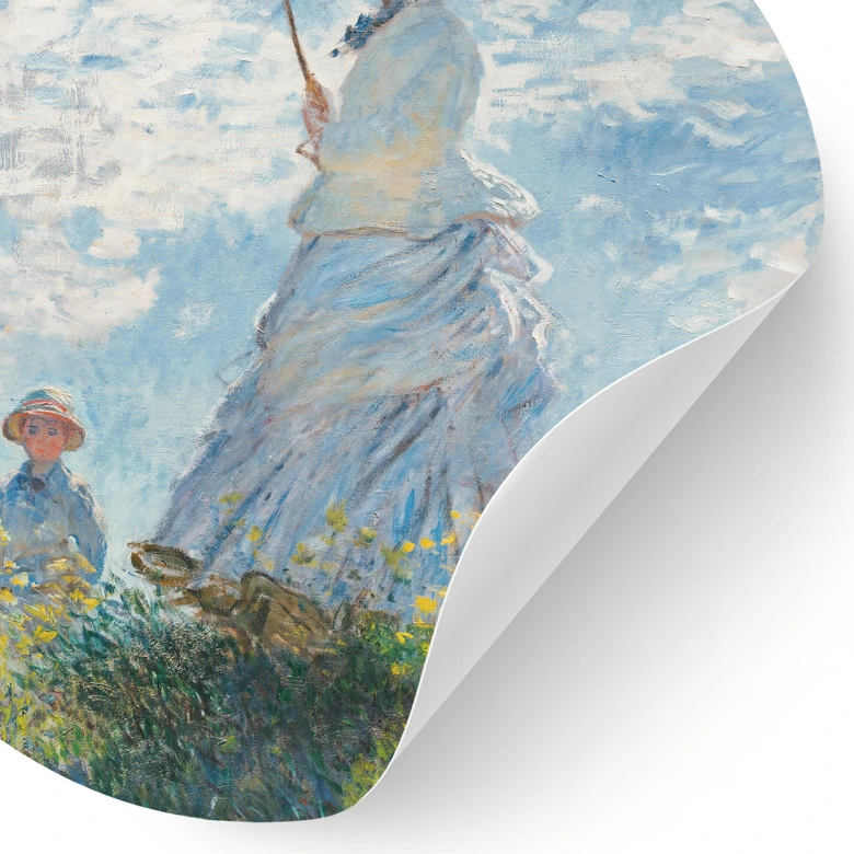 Wandtattoo Monet - Frau mit Sonnenschirm - Madame Monet und ihr Sohn - Rund 