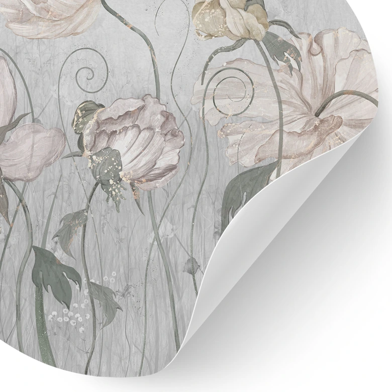 Wandtattoo Blumen im Vintage Stil in Grau - Ms Tiff - Rund 
