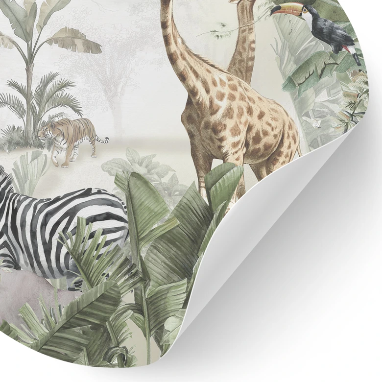Wandtattoo Dschungeltiere auf großer Safari - Ms Tiff - Rund 