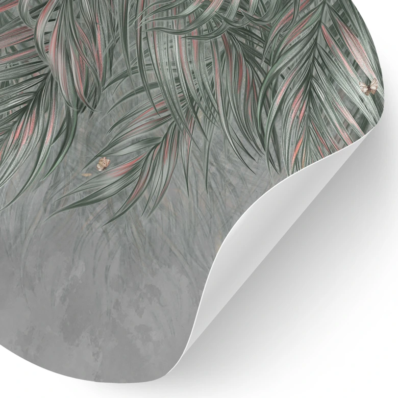 Wandtattoo Exotische Palmenblätter Pink-grün - Ms Tiff - Rund 