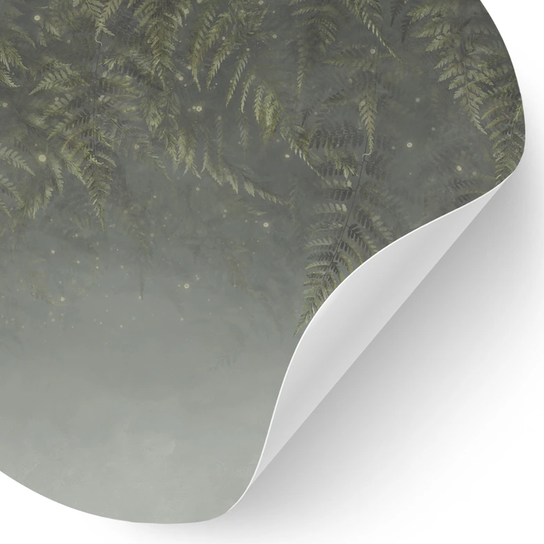 Wandtattoo Farn im Nebelwald in Grün - Ms Tiff - Rund 