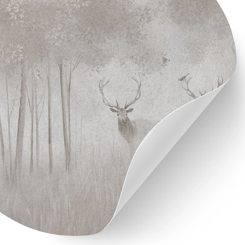 Wandtattoo Hirsche im Nebelwald - Ms Tiff - Rund 