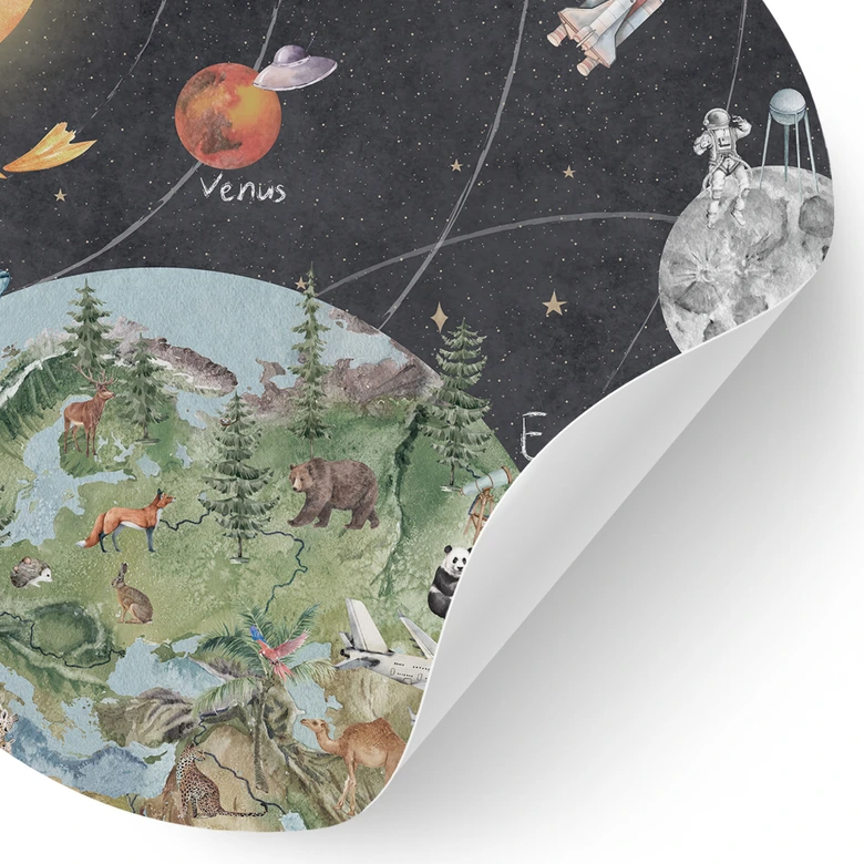 Kinderzimmer Wandtattoo Sonnensystem mit Planeten und Erde - Ms Tiff - Rund 