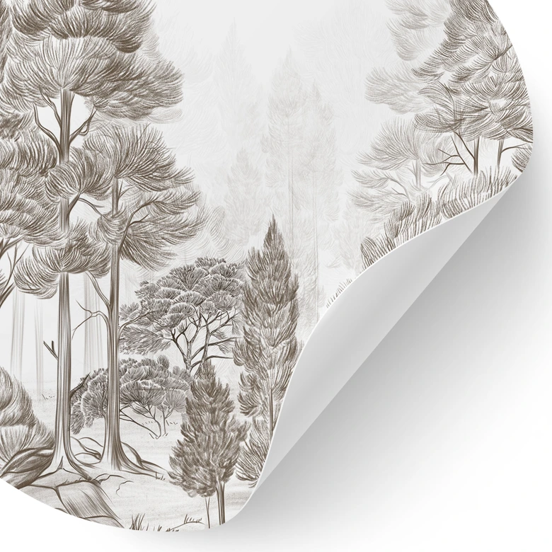 Wandtattoo Wald mit Waldlandschaft in Beige - Ms Tiff - Rund 