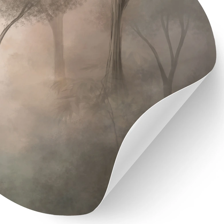 Wandtattoo Waldmagie im Morgennebel Beige - Ms Tiff - Rund 