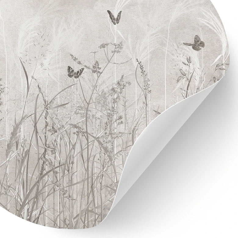 Wandtattoo Wildblumenwiese mit Schmetterlingen im skandinavischen Design - Ms Tiff - Rund 