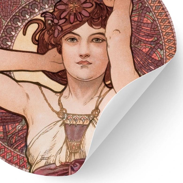 Sticker mural Mucha - pierres précieuses : Améthyste - Rond 