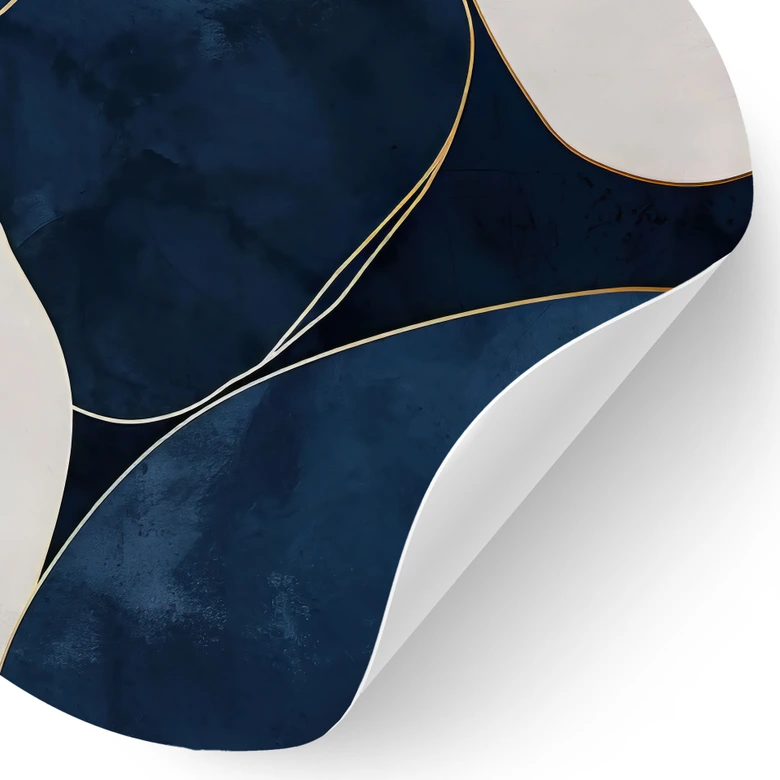 Wandtattoo Geometrische Balance in Blau und Weiß - Paksoylu - Rund 