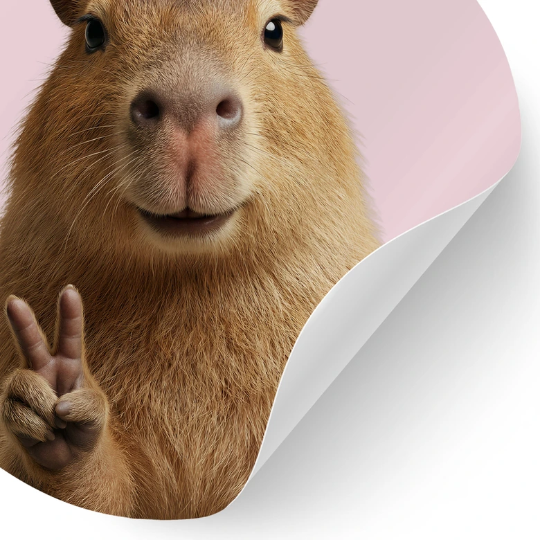Sticker mural animal Peace Capybara - rond 
