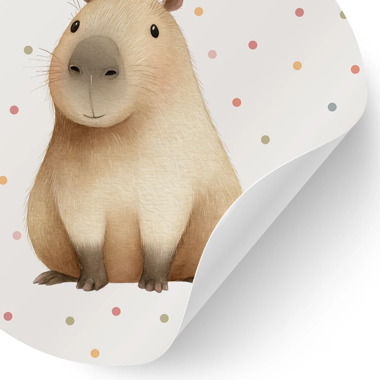 Vinilo decorativo para habitación infantil Sweet Capybara con confeti - Redondo 