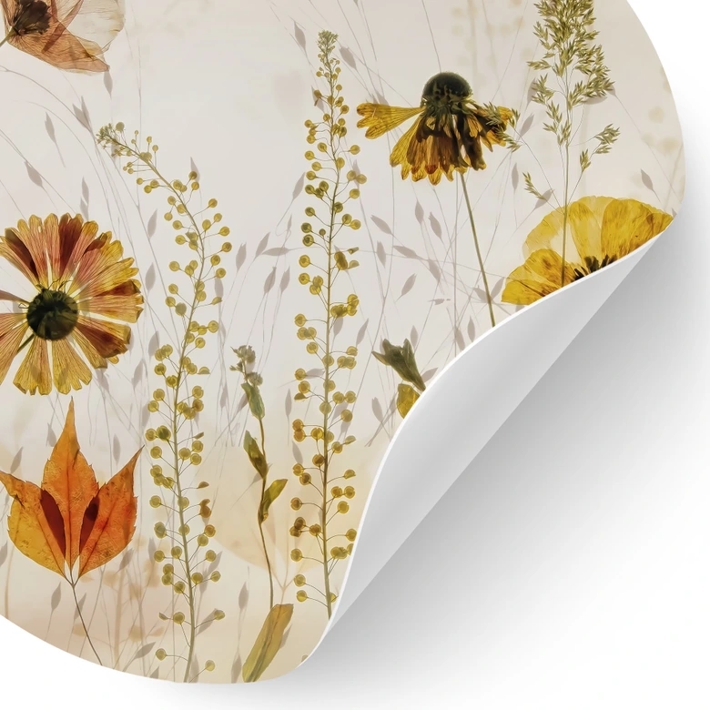 Vinilo decorativo Flores silvestres del prado a la luz del sol - Talen - Redondo 