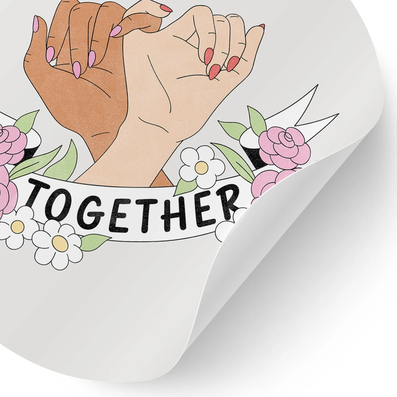 Wandtattoo Together Sisterhood Floral Hände - Rund 