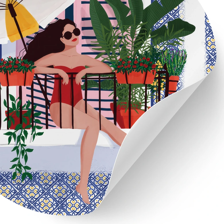 Wallsticker Ferie på balkonen - Tomljanovic - Rund 