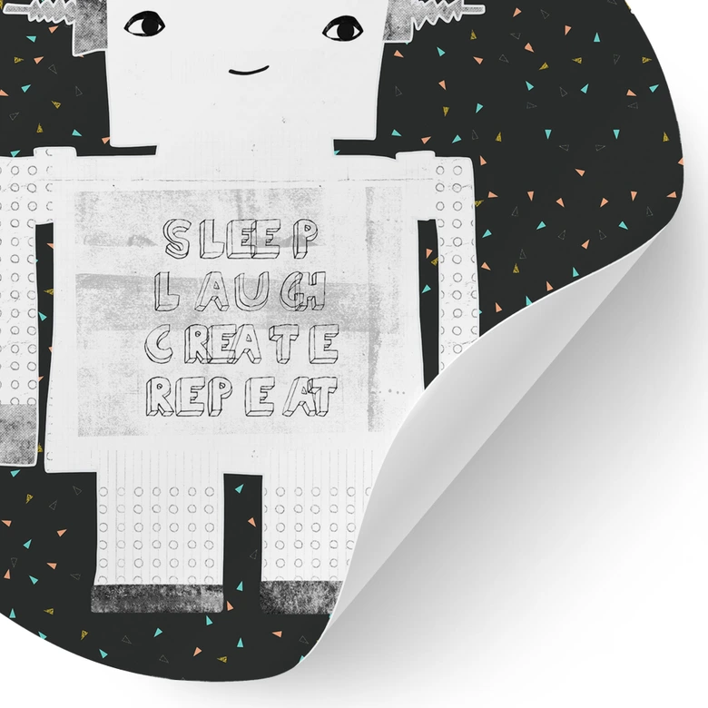 Vinilo decorativo para habitación infantil robot arco iris Sleep Laugh Create - Treechild - Round 
