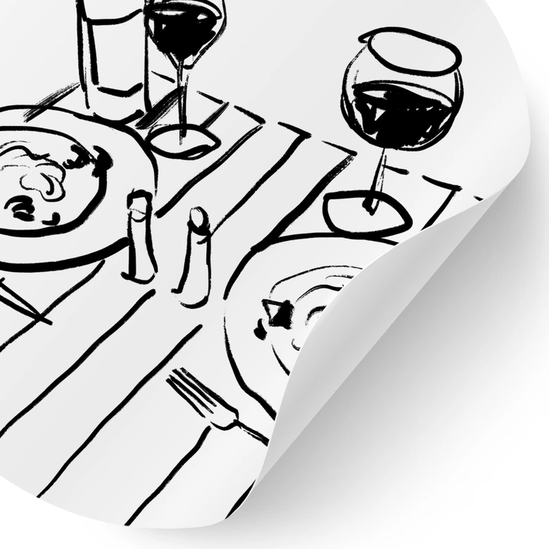 Sticker mural Dîner de nature morte avec du vin - Treechild - Rond 