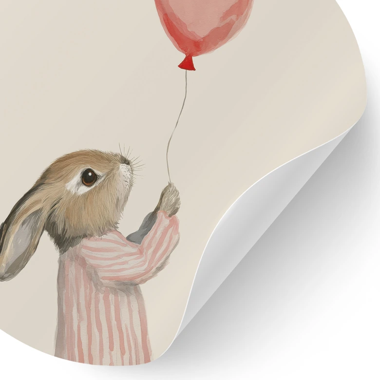 Vinilo decorativo Lindo conejito con globo - Treechild - Redondo 