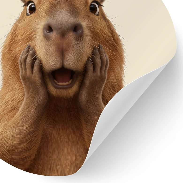 Överraskad Capybara Wallsticker - Rund 