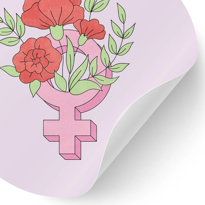 Wandtattoo Venuszeichen mit Blumen - Rund 