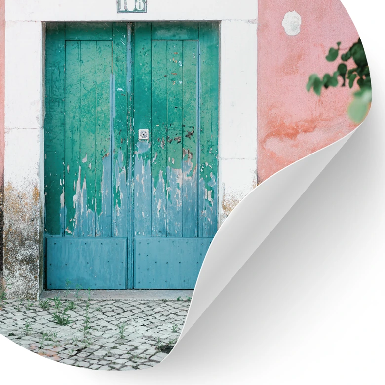 Wall sticker Mediterranean house facade in Lisbon - Zwart - Round 
