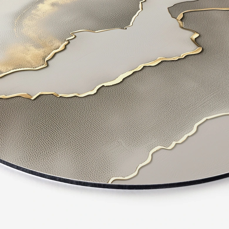 Wandbild Abstrakte Landschaft mit Metallicfarben - Alma - Alu-Dibond - Rund 