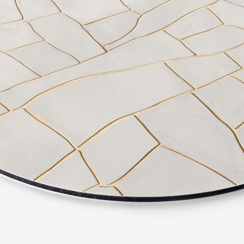 Wandbild Abstraktes Rissmuster in Beige - Alma - Alu-Dibond Rund 