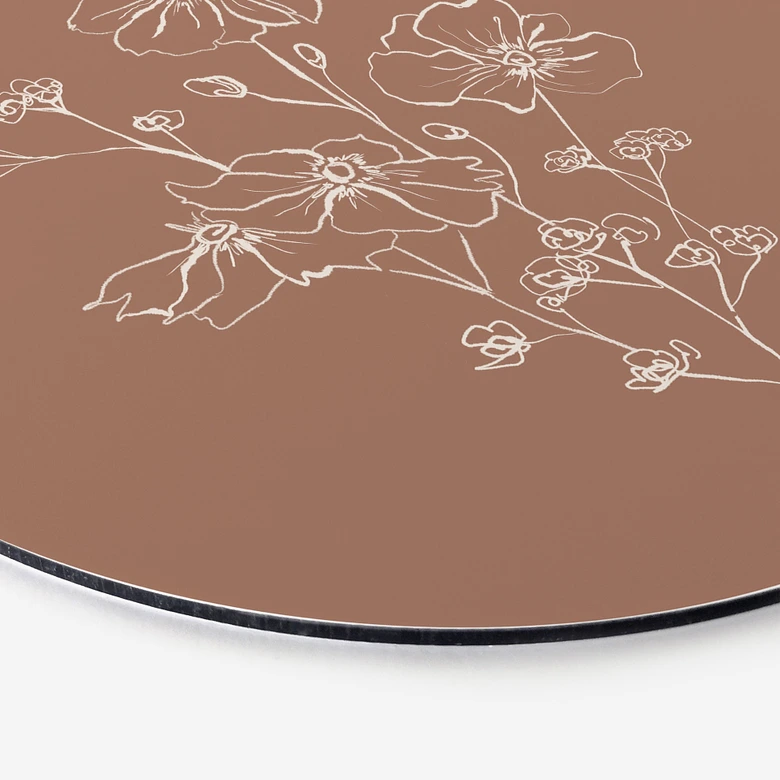 Wandbild Wildrosenstrauß Mocha-Mousse - Anis Illustration - Alu-Dibond Rund 