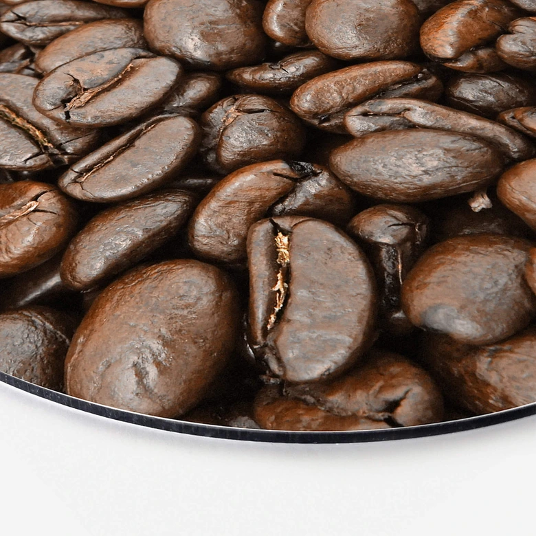 Tableau sur alu-Dibond rond Arôme de café en grains  