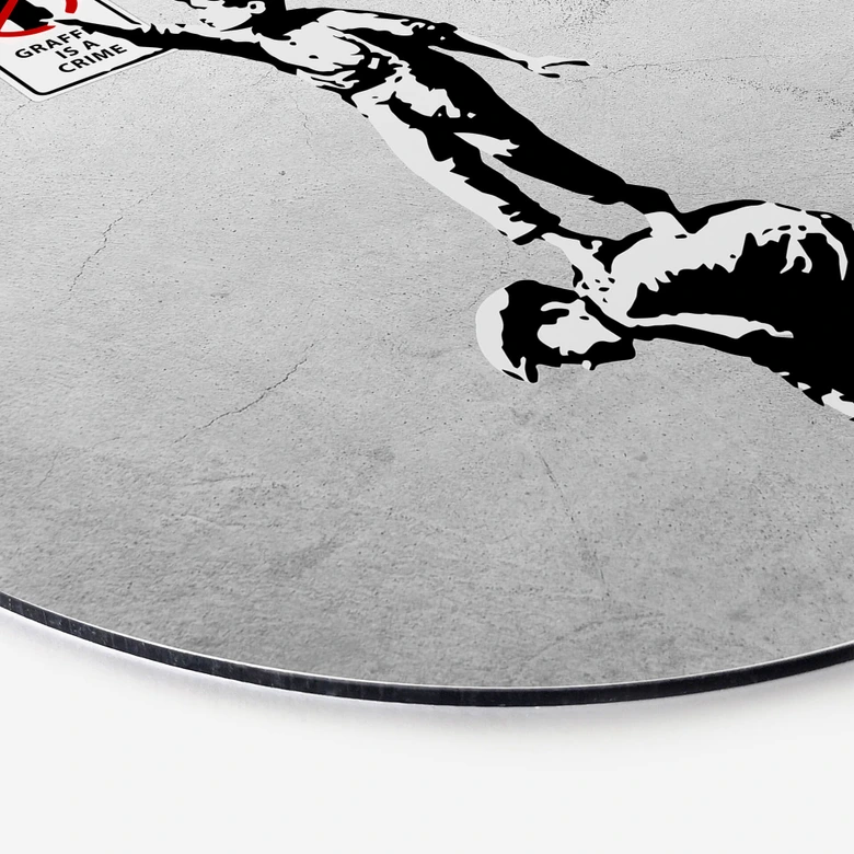 Alu-Dibond Banksy - Graffiti is a crime - Rund 