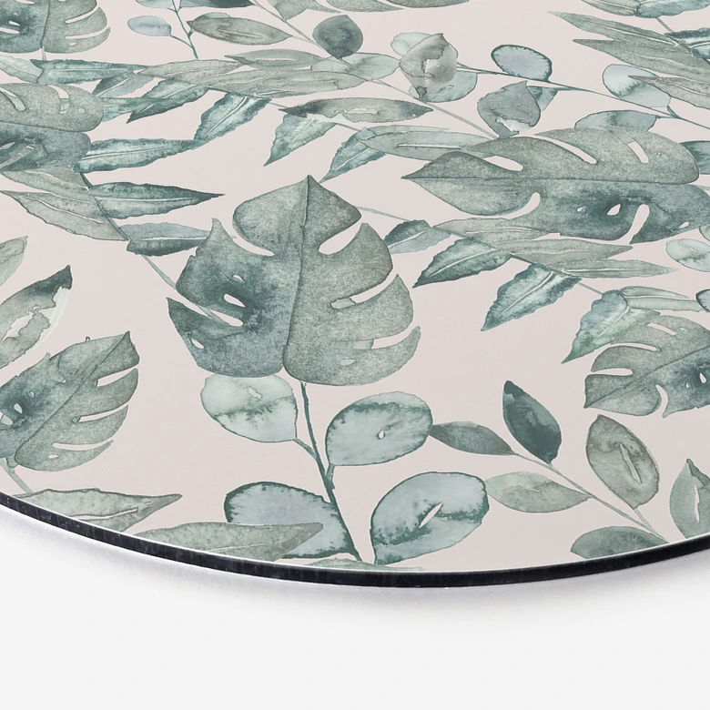 Billede Jungle Leaves Watercolour Cream - Bloomery Decor - Alu-Dibond Round 
