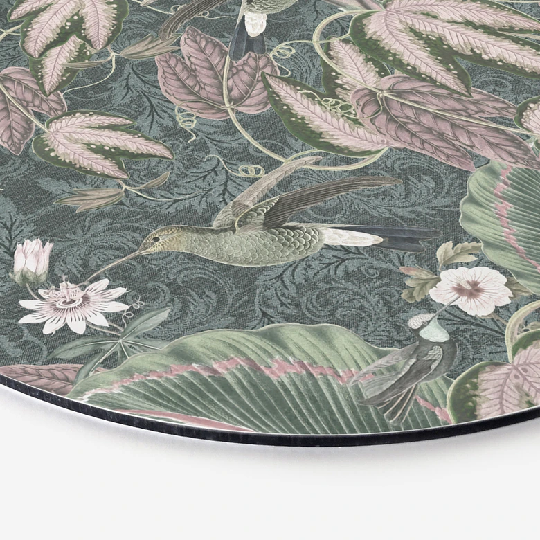 Wandbild Kolibri im Tropenwald - Bloomery Decor - Alu-Dibond Rund 