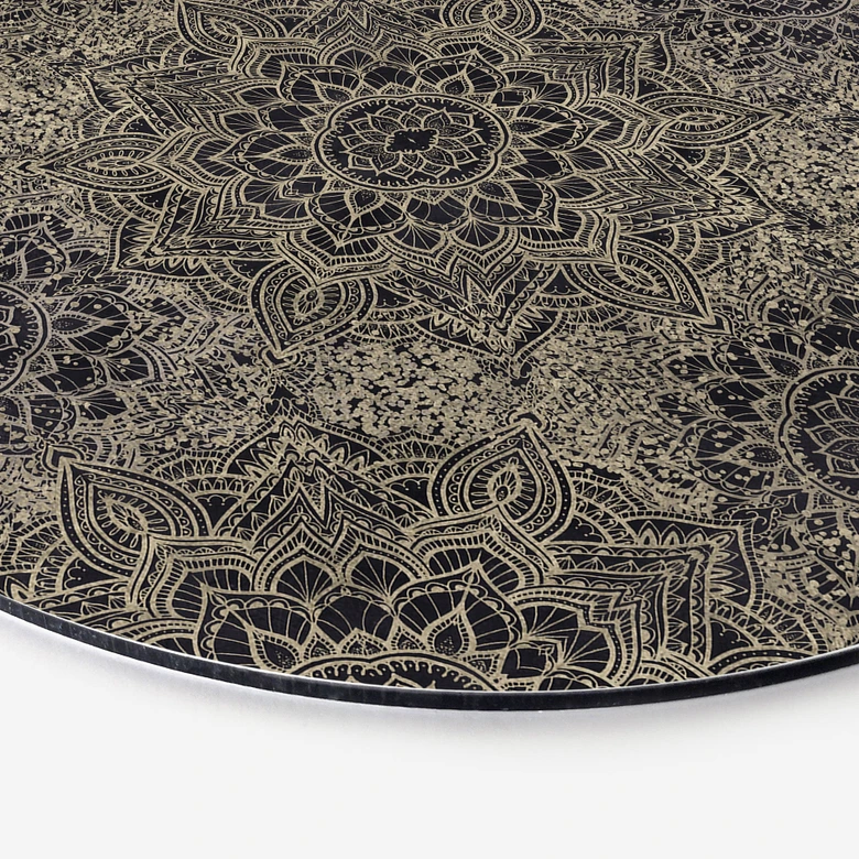 Wandbild Mandala Boho Antikgold - Bloomery Decor - Alu-Dibond Rund 