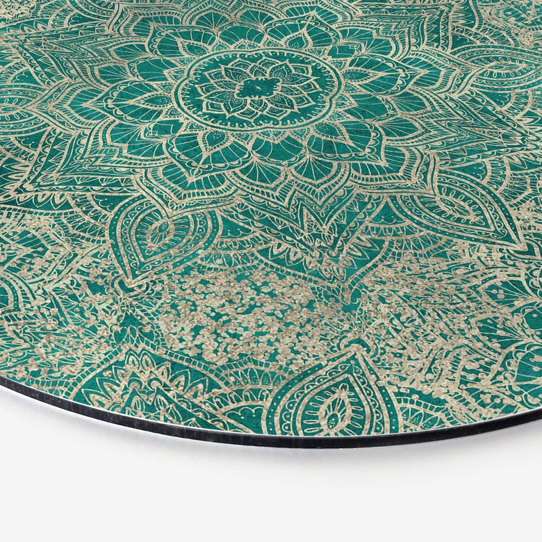 Wandbild Mandala Boho Gold-grün - Bloomery Decor - Alu-Dibond Rund 