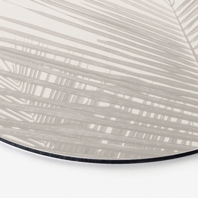 Wandbild Palmenblätter in Leinenoptik - Bloomery Decor - Alu-Dibond Rund 