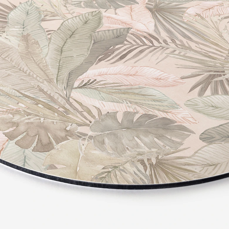 Wandbild Tropenblätter im Dschungel Pastell - Bloomery Decor - Alu-Dibond Rund 