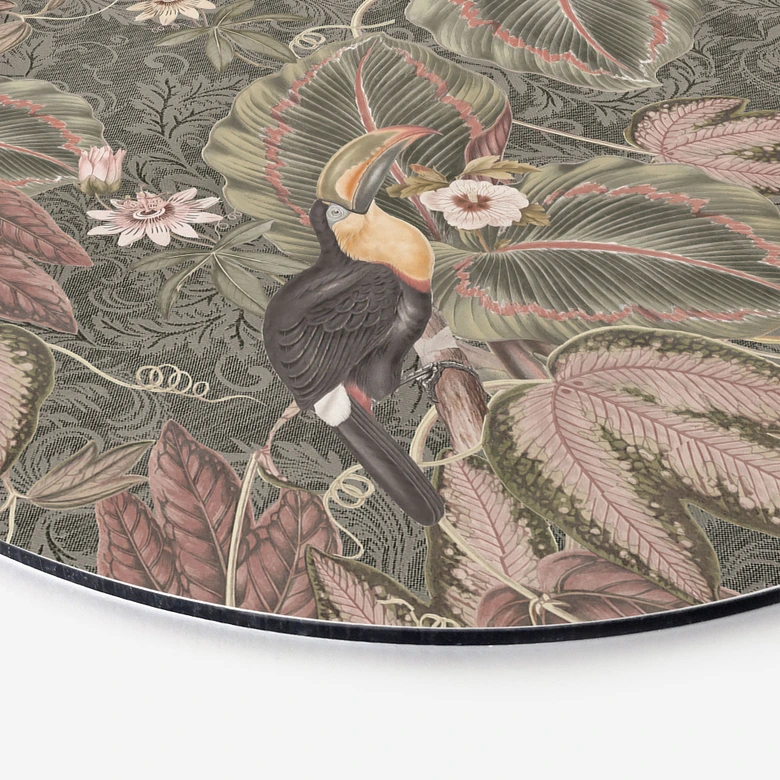 Wandbild Tukan im Tropenwald - Bloomery Decor - Alu-Dibond Rund 