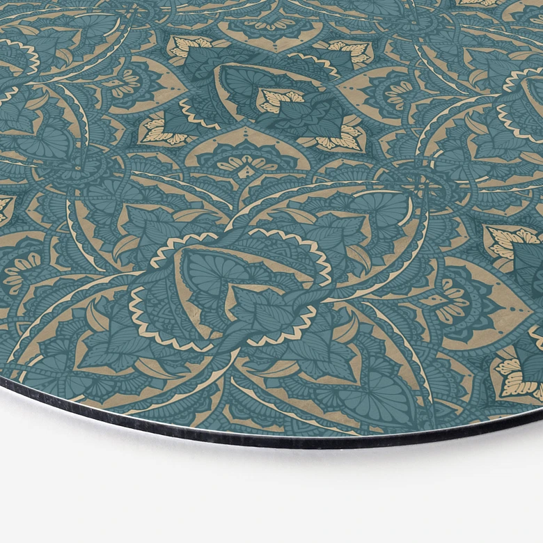 Wandbild Vintage Mandala in Türkisgold - Bloomery Decor - Alu-Dibond Rund 