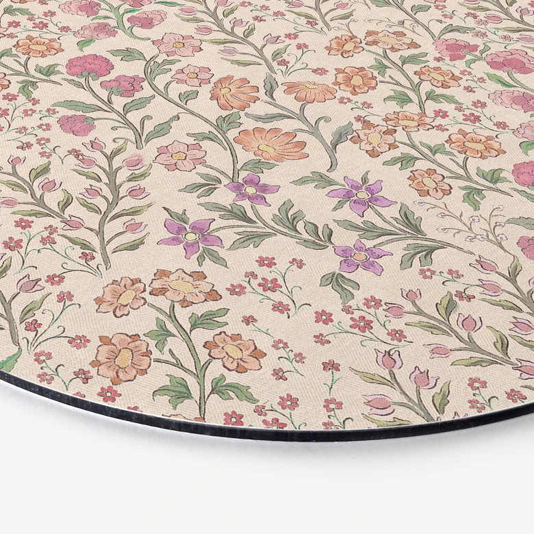Billede af engblomster vintage - Beige - Blomsterdekoration - Alu-Dibond Round 